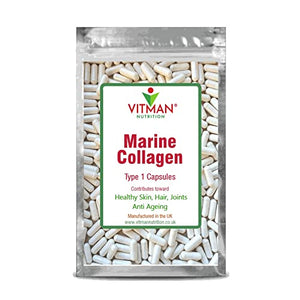 Marine Collagen Capsules - 600mg High Strength Hair, Skin and Joint Supplement
