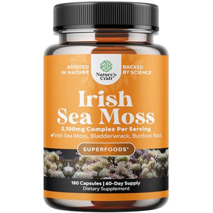 Organic Irish SeaMoss Capsules - Sea Moss and Bladderwrack Capsules with Burdock