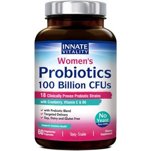 Innate Vitality Women’s Probiotics, 100 Billion CFUs 18 Strains, with Cranberry, Vitamin C