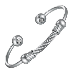 EnerMagiX Magnetic Bracelet for Women for Arthritis and Joint,Twisted Cable Stainless Steel Bangle