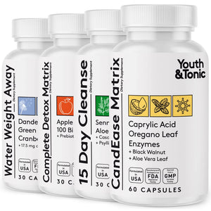 Youth & Tonic Complete Body Detox for Cleanse, Normal Acidity Gut Level and Water