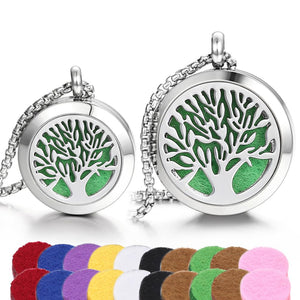 Aromatherapy Essential Oil Diffuser Necklace Tree of Life Cloud Design Stainless Steel Locket