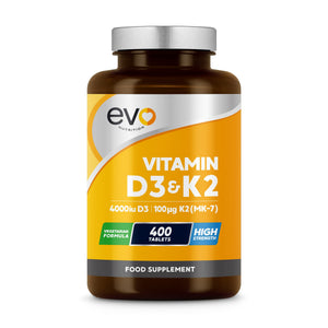 Vitamin D3 4000iu & Vitamin K2 100ug MK7 | 400 Vegetarian Tablets - 1 Year Supply
