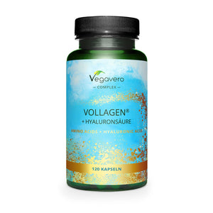 Vegavero Vegan Collagen Complex + Hyaluronic Acid | NO Additives | Vegan Collagen Powder VollagenĀ® | Essential Amino Acids | 120 Capsules