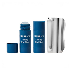 Harry's Cooling Eye Kit for Men with Gua Sha Facial Massage Tool and 2 Cooling Eye Sticks for Puffiness and Dark Circles