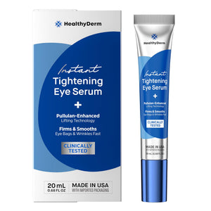 20ml bottle of HealthyDerm Instant Under Eye Lift Serum for reducing wrinkles and eye bags in minutes.