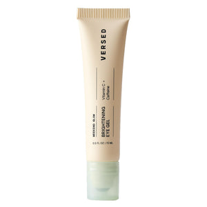 Versed Weekend Glow Eye Gel tube with Vitamin C and Caffeine for brightening dark circles and reducing under-eye bags.