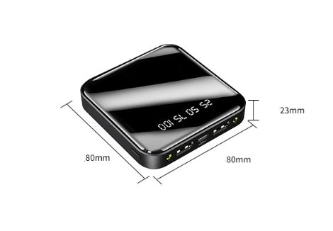 10000mAh Mini Power Bank with Mirror Digital Display – Portable Charger