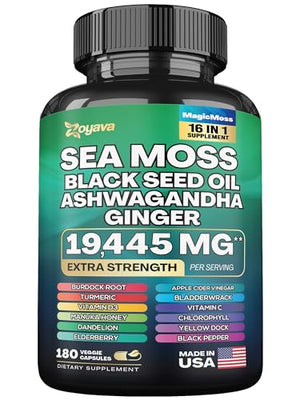 Sea Moss 7000mg Black Seed Oil 4000mg Ashwagandha 2000mg Turmeric 2000mg 