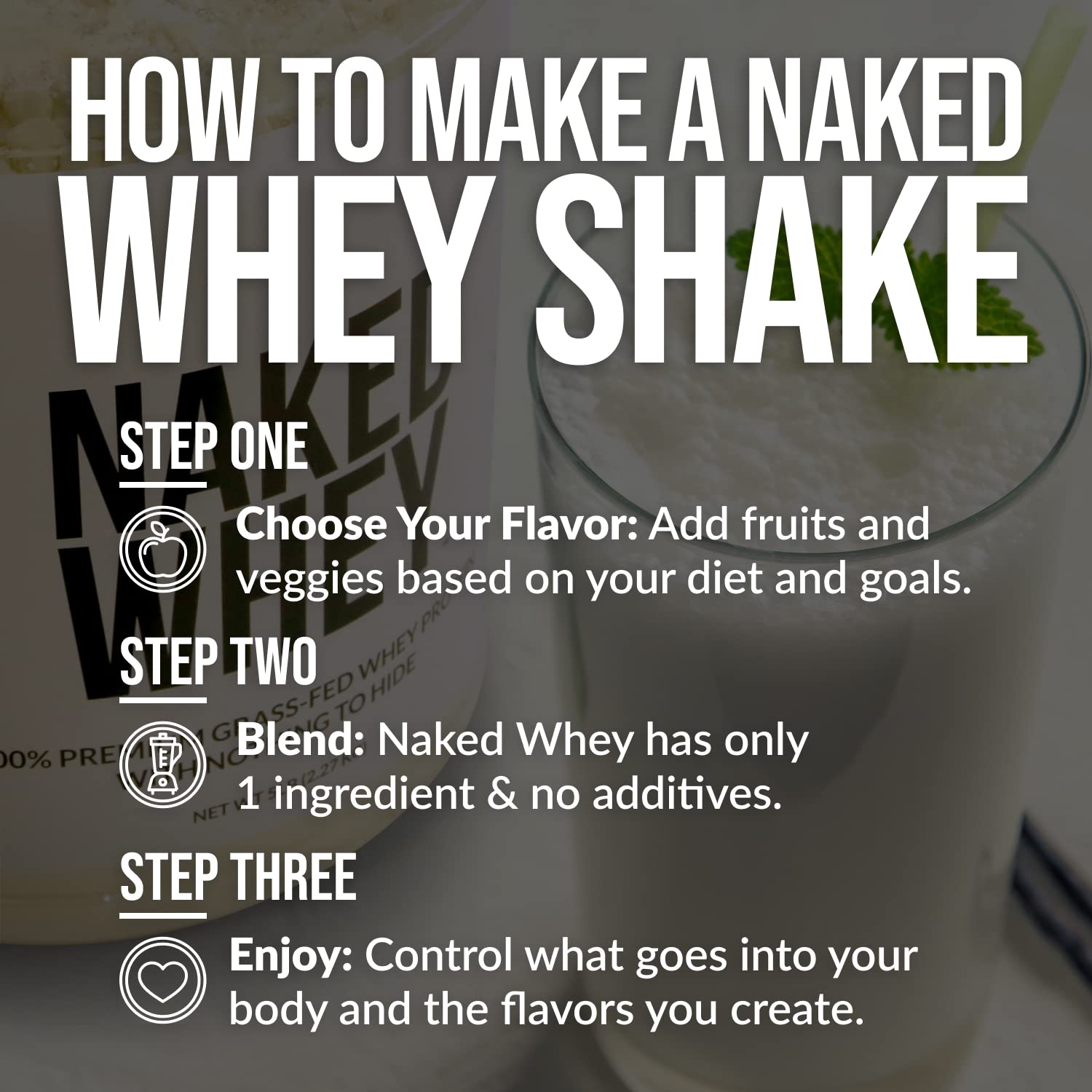 Naked Nutrition Naked Whey 1Lb - Only 1 Ingredient, Grass Fed Whey Protein Powder