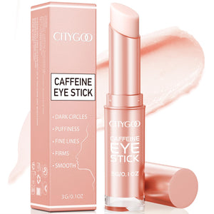 CITYGOO Caffeine Eye Cream Stick being applied to reduce dark circles and hydrate the under-eye area.