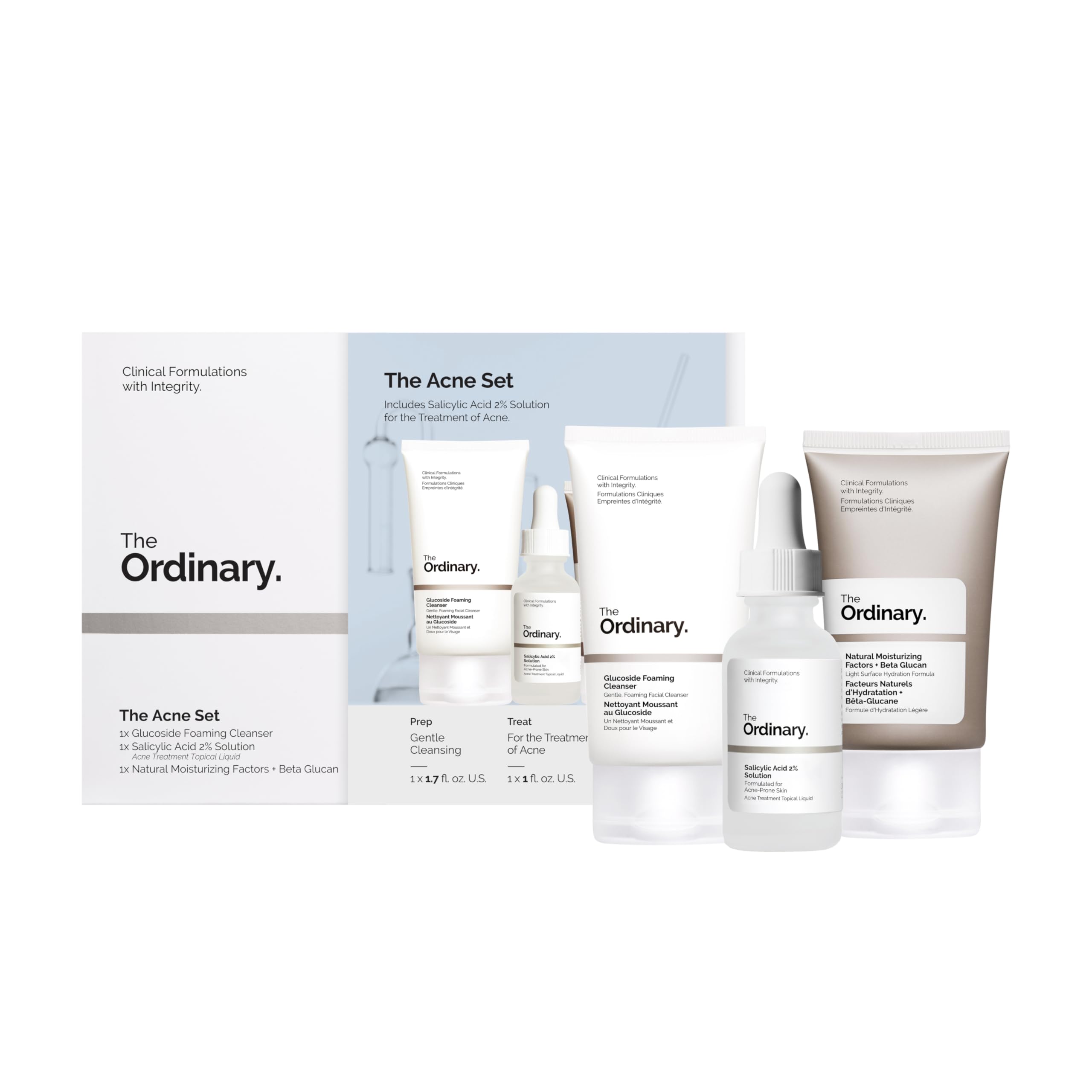 The Ordinary Acne Set 3 Step Skincare Routine with Cleanser Salicylic Acid and Moisturizer